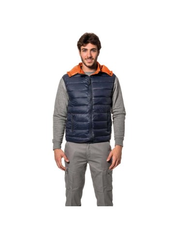 Blue/orange padded polyester vest