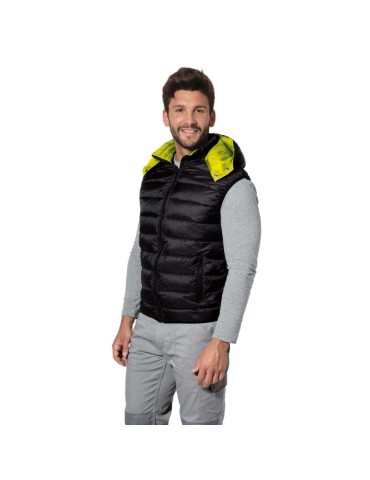 Gilet poliestere nero/giallo imbottito