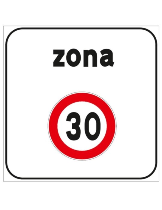 Targa 60x60 lamiera classe 1 fig. 323/a " zona a velocit&agrave; limitata "