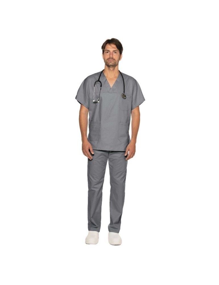 Pantalone con elastico 100% cotone grigio Pantalone con elastico 100% cotone grigio