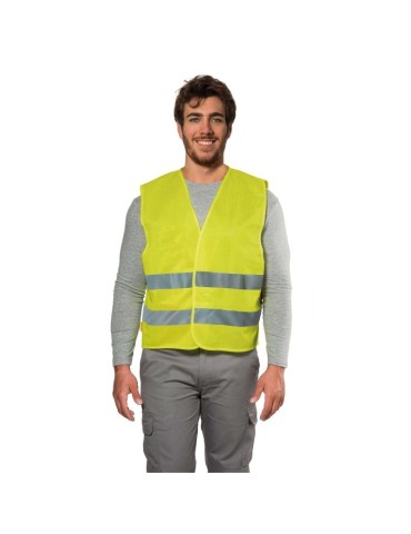 Yellow high visibility vest with bands without name tag