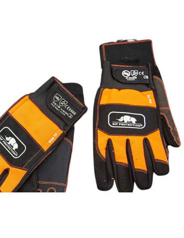 Orange cut-resistant gloves for chainsaw class 2 2XD4