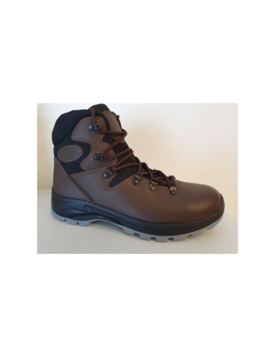 Chaussure haute hydrofuge en cuir à grain marron