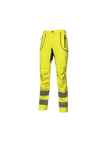 Pantaloni da lavoro alta visibilit&agrave; U-Power Ren in softshell Yellow Fluo HL186YF