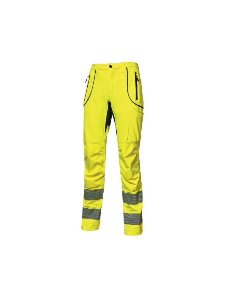 u-power Ren pantalones de trabajo de alta visibilidad en HL186YF Fluo Softshell amarillo