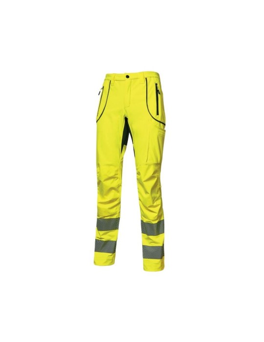 Pantaloni da lavoro alta visibilit&agrave; U-Power Ren in softshell Yellow Fluo HL186YF