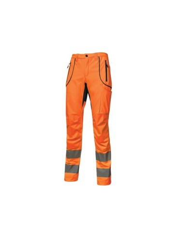 Pantaloni da lavoro alta visibilit&agrave; U-Power Ren in softshell Orange Fluo HL186OF