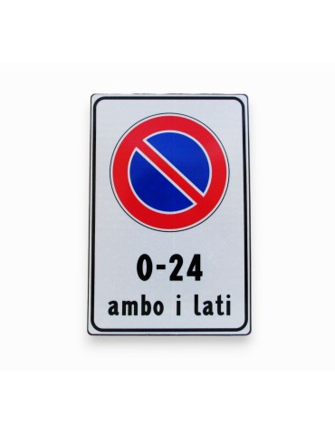Placa 40x60 en chapa metálica clase 1" prohibido aparcar 0-24"