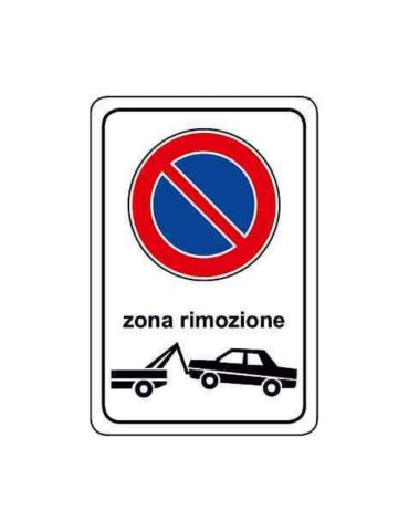 Targa 40x60 in lamiera classe 1 &quot; zona rimozione  &quot;