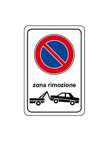 Targa 40x60 in lamiera classe 1 &quot; zona rimozione  &quot;