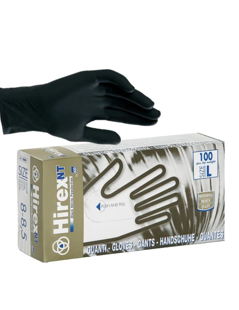 Guantes sintéticos desechables en nitrilo negro - paquete de 100 piezas