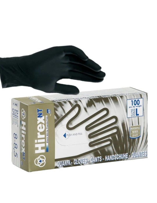 Guantes sintéticos desechables en nitrilo negro - paquete de 100 piezas