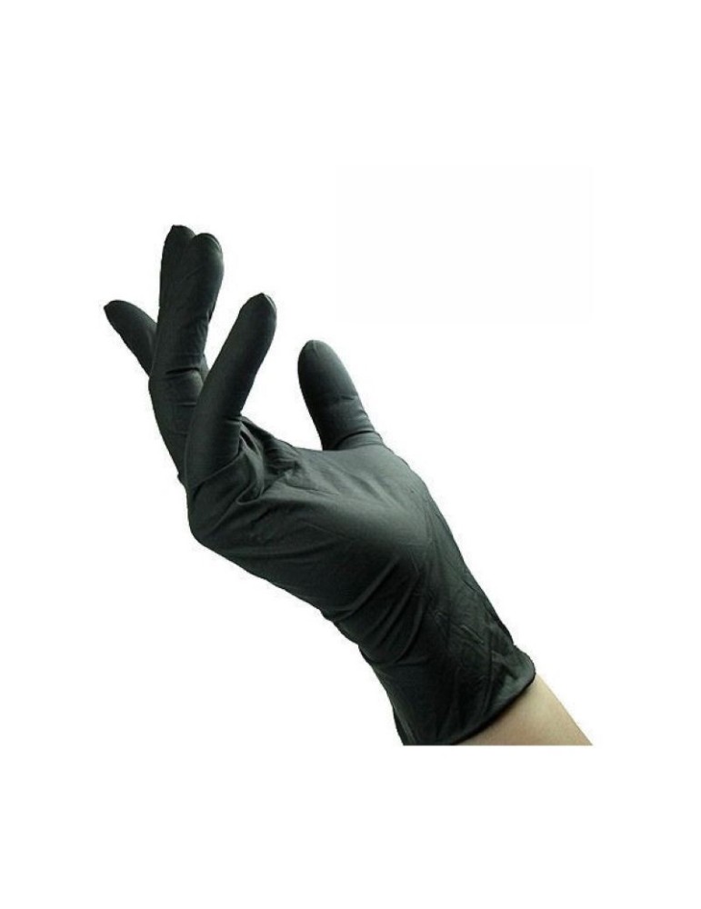 Gants jetables synthétiques en nitrile noir - pack de 100 pièces