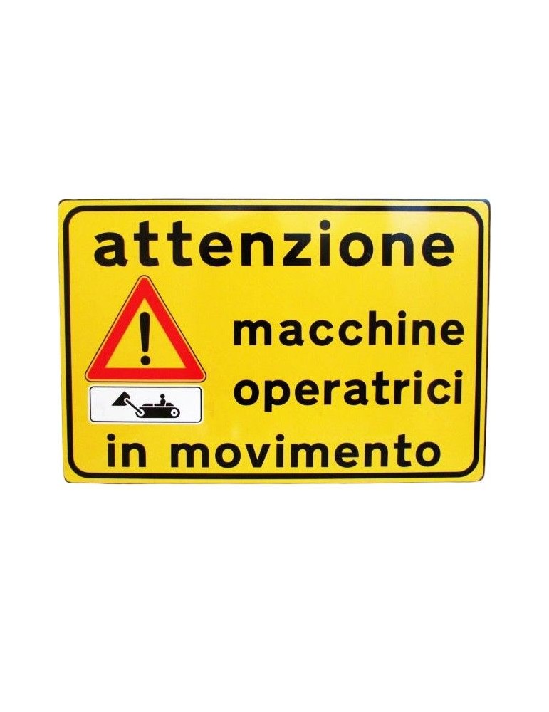 Plate 60x90 in sheet metal class 1 "attention to operating machines in motion"