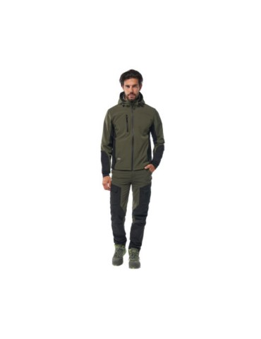 Giacca in soft-shell verde con cappuccio staccabile "Uragan"