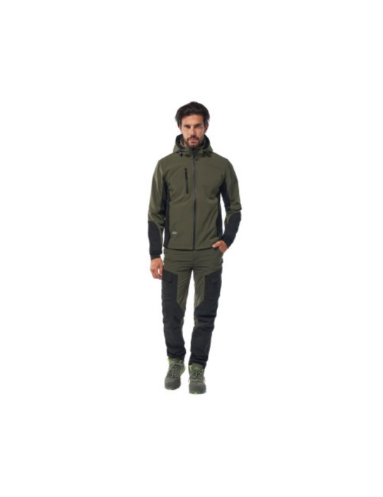 Chaqueta softshell verde con capucha desmontable "Uragan"