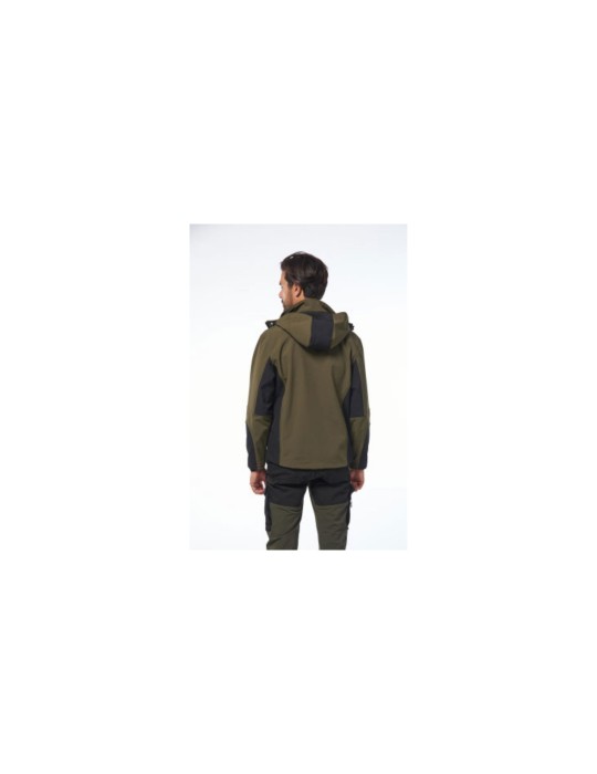 Green soft-shell jacket with detachable hood "Uragan"
