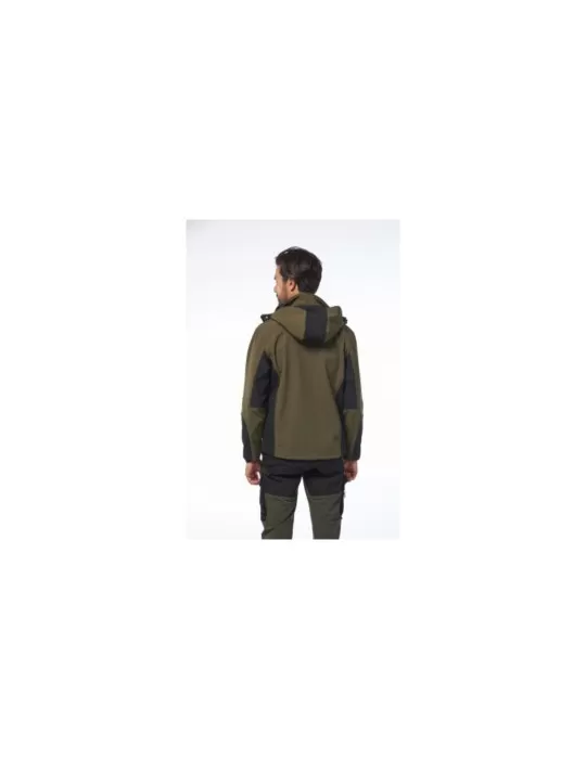 Green soft-shell jacket with detachable hood "Uragan"