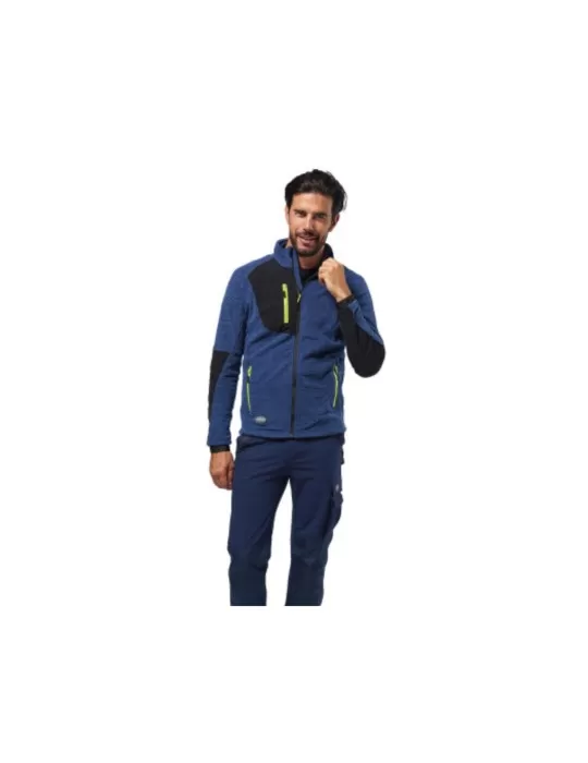 Blue slub microfleece sweatshirt